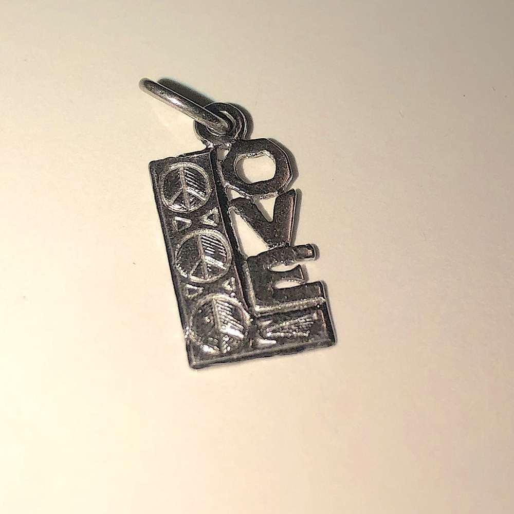 VTG Sterling Silver Peace & Love Pendant / Charm Approx .8”
